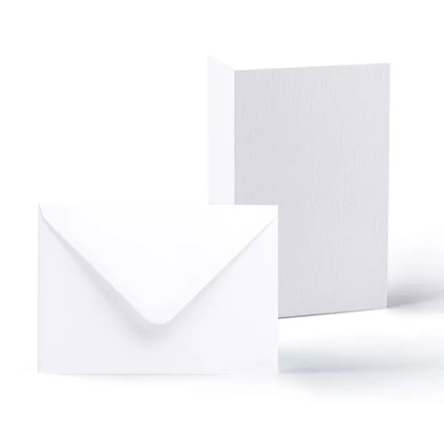 enveloppes-france-cartes-et-papiers-lot-cartes-enveloppes-lin-blanc-130x130-mm image 1
