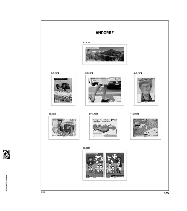 davo-luxe-suppl-ment-andorre-fran-ais-2024-feuillets-album-timbres-170g image 1