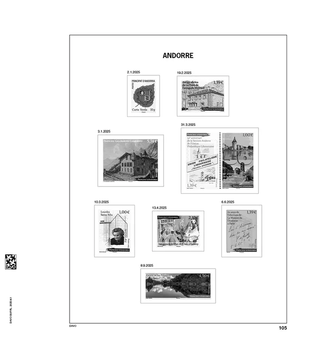 davo-luxe-feuilles-timbres-andorre-fran-ais-2025 image 1