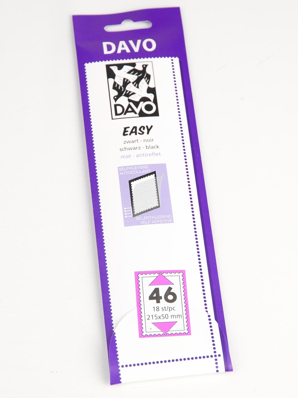 davo-easy-z46-215x50-noires-bandes-timbres-autocollantes-x18 image 1