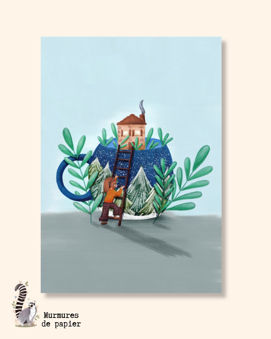 murmures-de-papier-cartes-postales-tasse-enchant-e-carte-double-a6 image 1