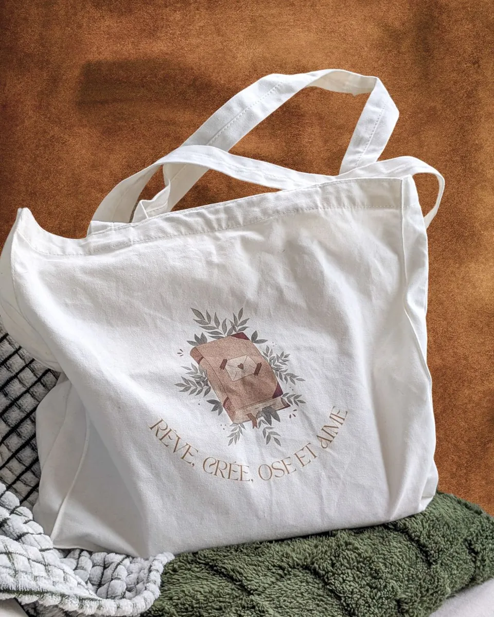 murmures-de-papier-tote-bag-r-ve-cr-e-ose-aime-sac-coton-blanc image 1