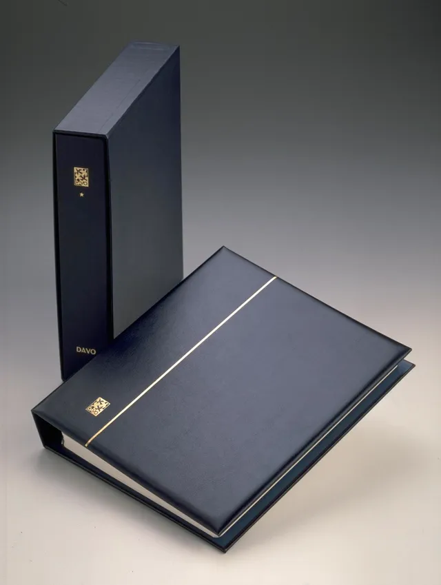 davo-luxe-classeur-album-timbres-neutre-bleu-1250-avec-coffret image 1
