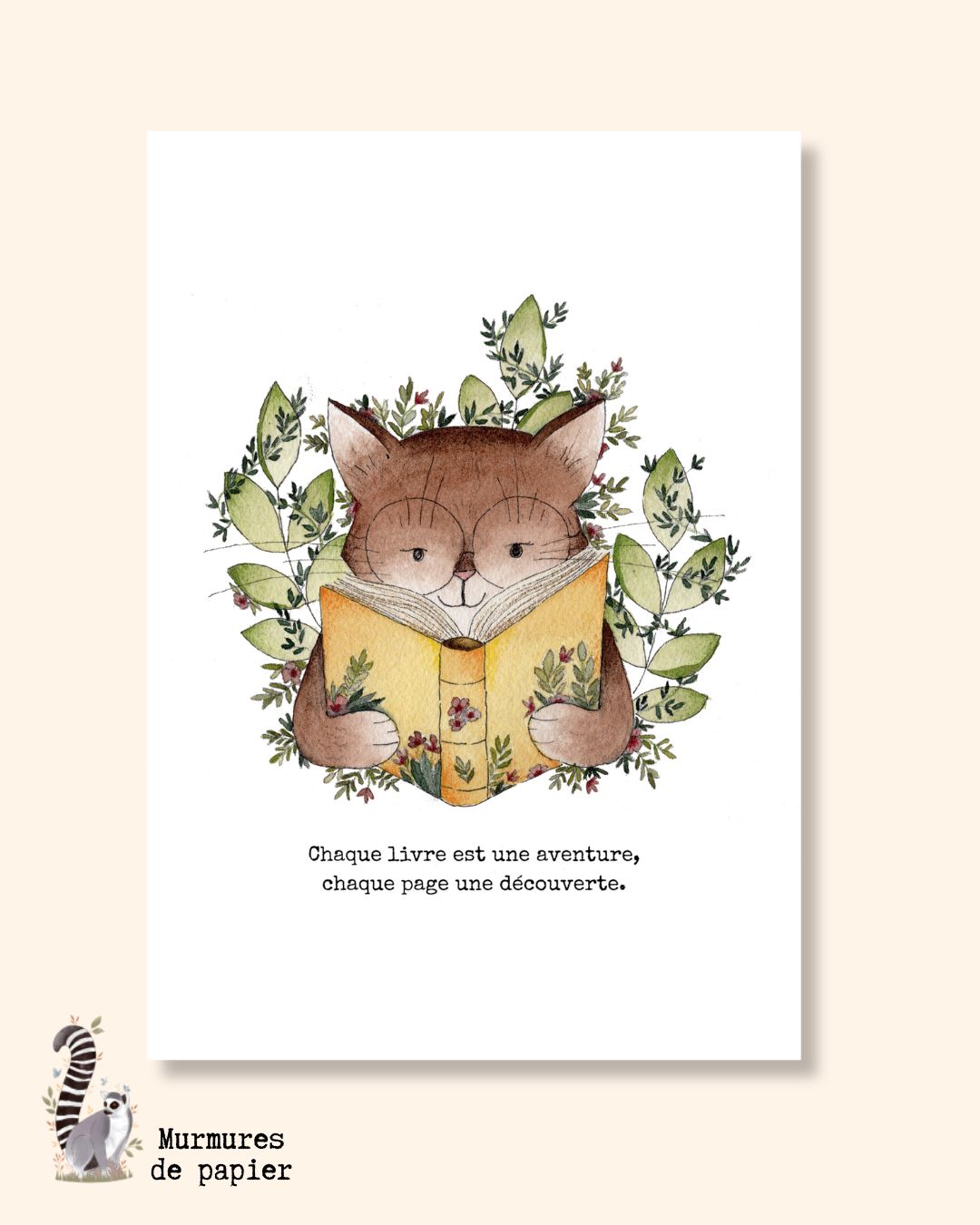 murmures-de-papier-jardin-du-chat-lecteur-affiche-a4-papier-v-lin image 2