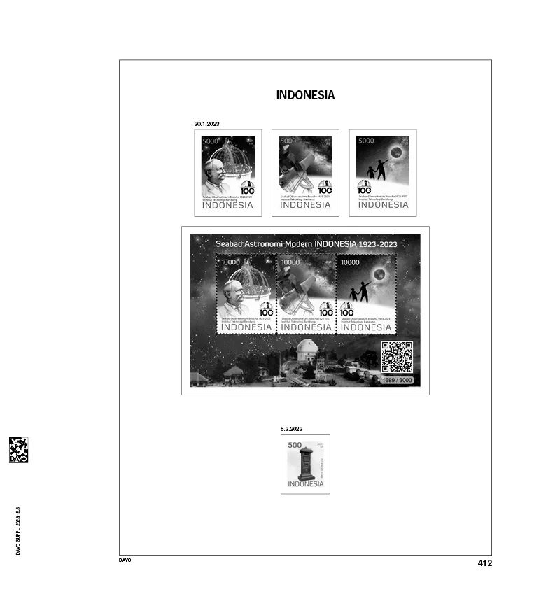 davo-luxe-suppl-ment-indonesie-2023-feuilles-timbres-170g image 1