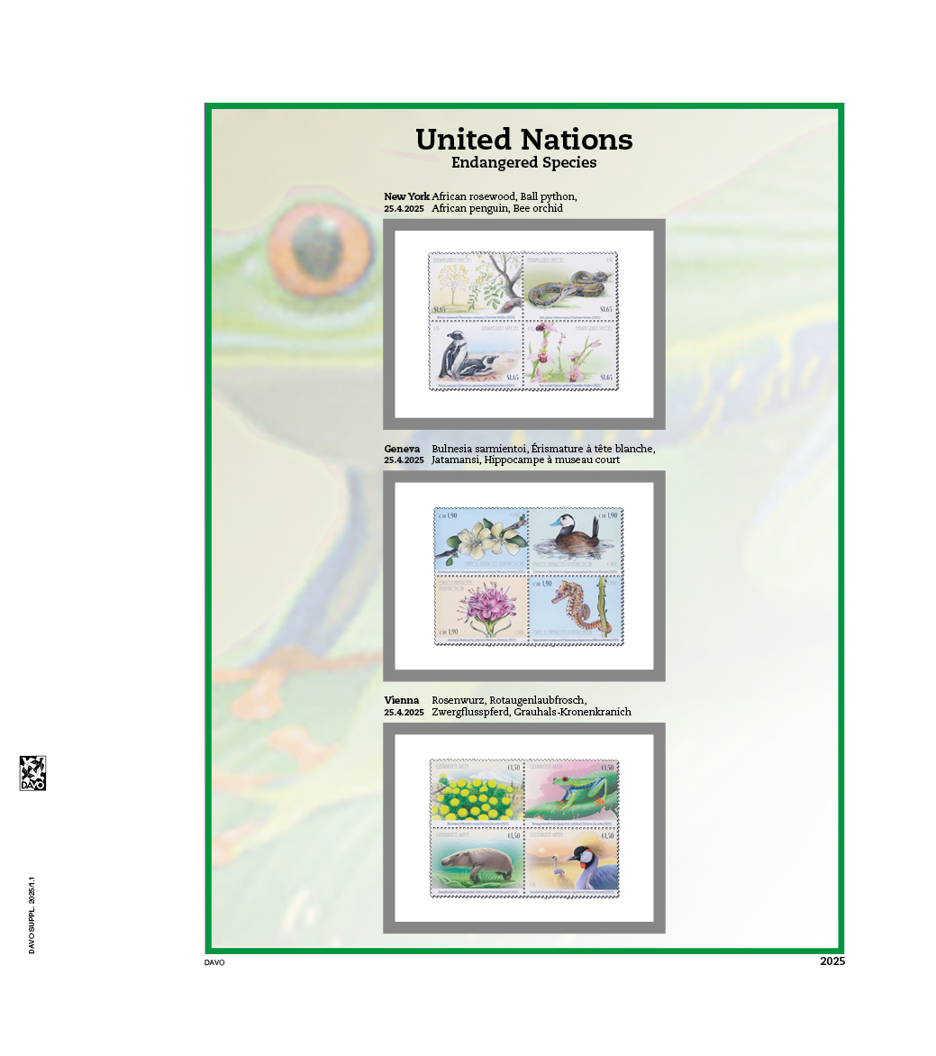 davo-luxe-onu-esp-ces-2025-feuille-suppl-ment-timbres image 1