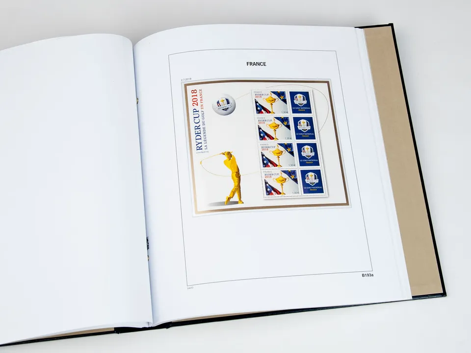davo-luxe-france-ryder-cup-2018-feuilles-album-timbres-bloc image 1
