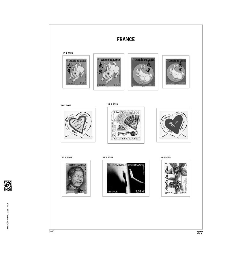 davo-luxe-france-2023-suppl-ment-album-timbres-papier-170g image 1