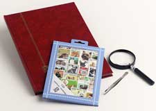 davo-kit-chiens-chats-100-timbres-classeur-loupe image 1