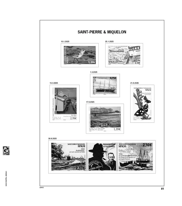 davo-luxe-saint-pierre-et-miquelon-2025-pages-album-timbres-170g image 1