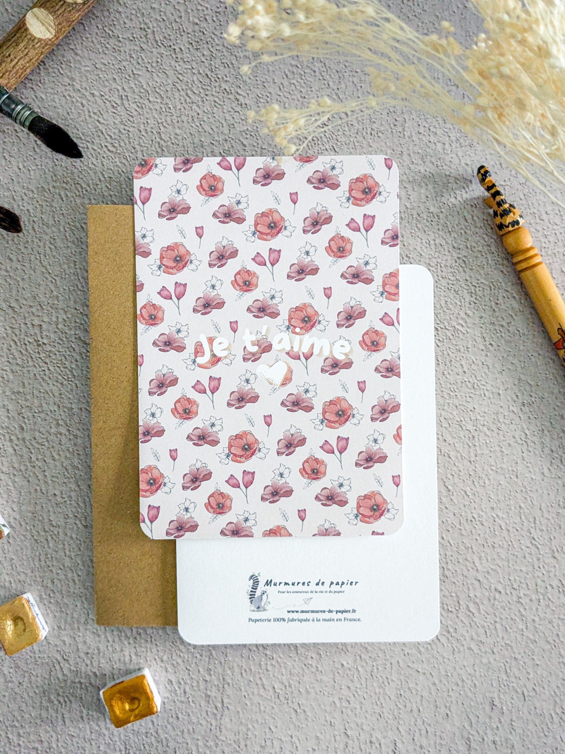 murmures-de-papier-je-t-aime-carte-postale-a6-papier-v-lin image 4