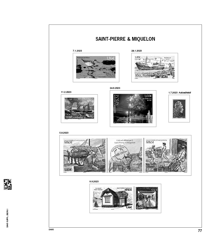 davo-luxe-saint-pierre-et-miquelon-2023-feuilles-album-timbres image 1