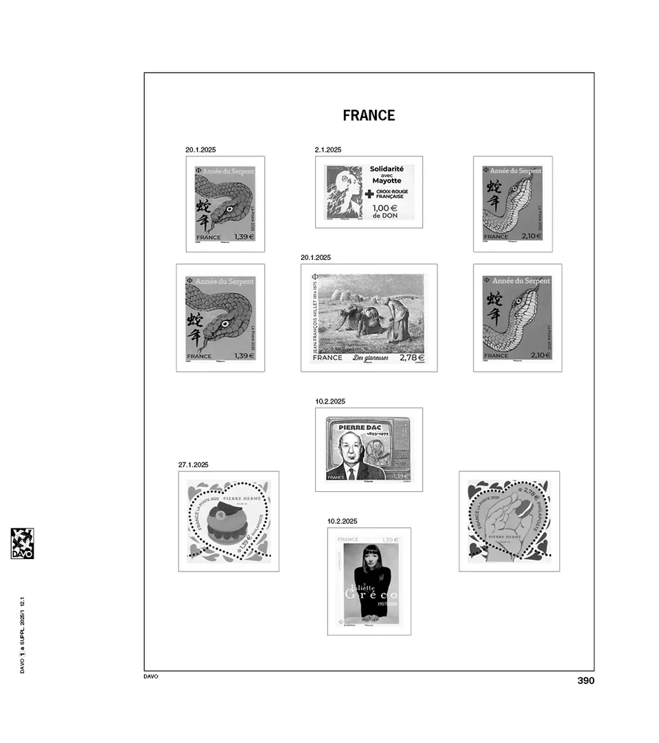davo-luxe-france-2025-suppl-ment-album-timbres-papier-170g image 1