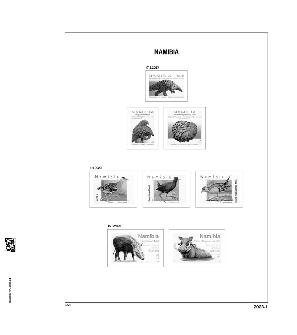 davo-luxe-namibie-2023-pages-de-suppl-ment-timbres-170-g image 1