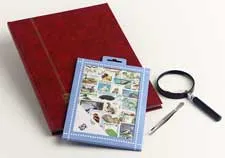 davo-fleurs-lot-100-timbres-classeur-timbres-avec-pince-et-loupe image 1
