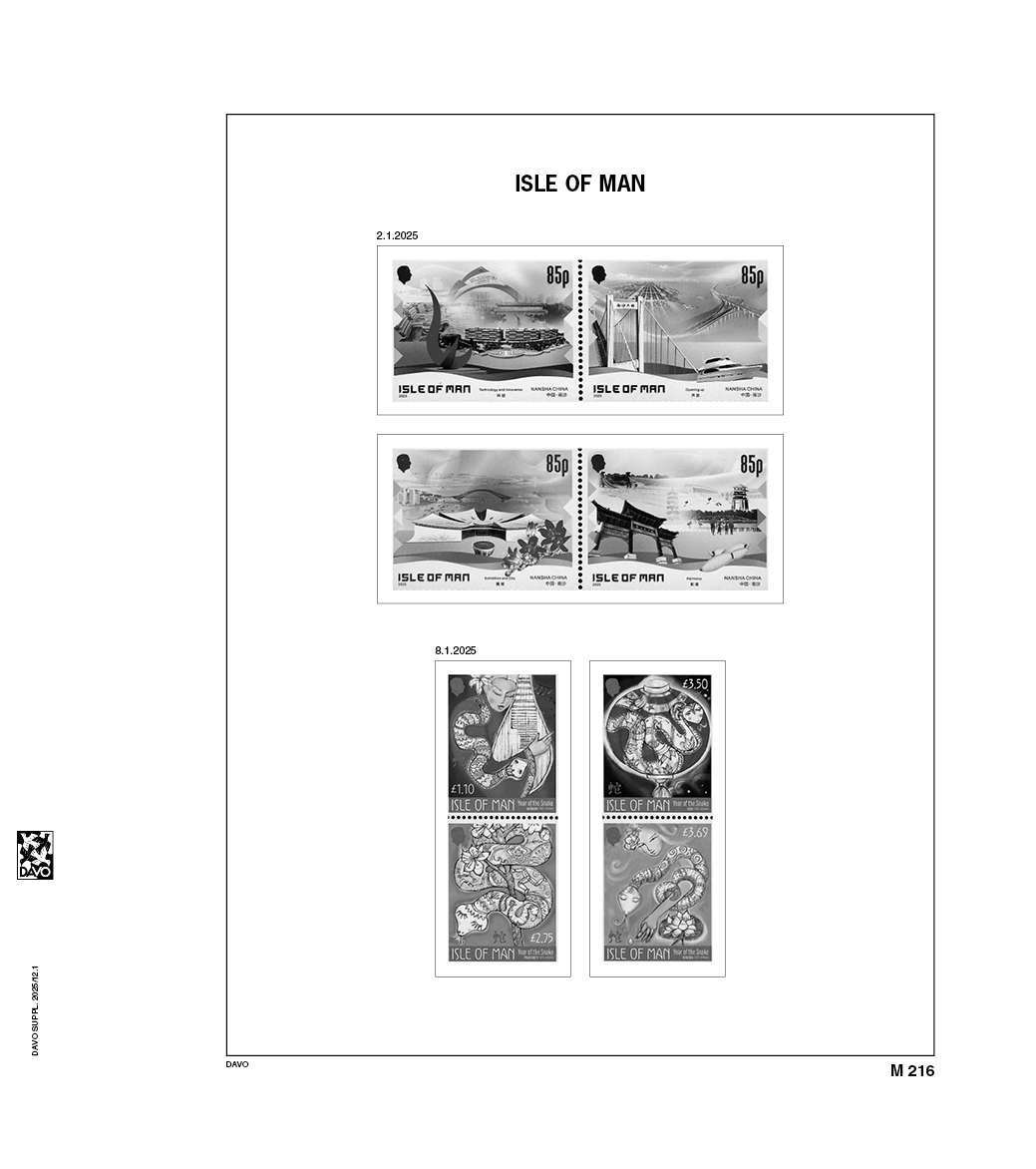 davo-luxe-isle-of-man-2025-feuillets-album-timbres-170g image 1