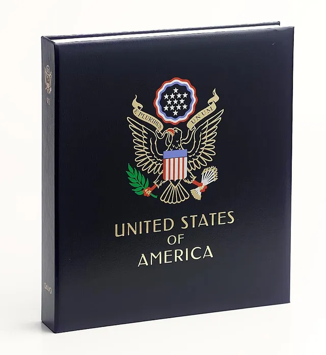 davo-luxe-usa-ii-reliure-timbres-bleue-avec-coffret-armoiries image 1