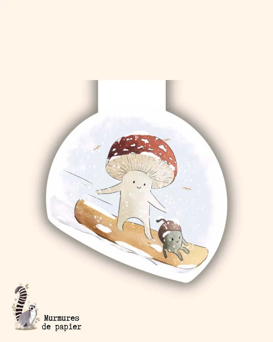 murmures-de-papier-marque-pages-luge-marque-page-magn-tique-hiver image 1