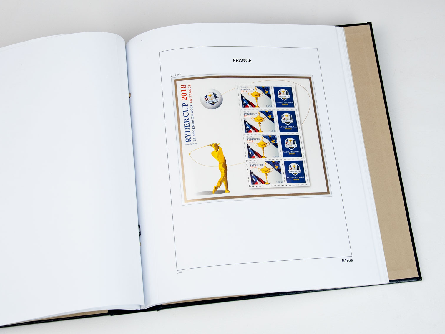 davo-luxe-france-ryder-cup-2018-feuilles-album-timbres-bloc image 1