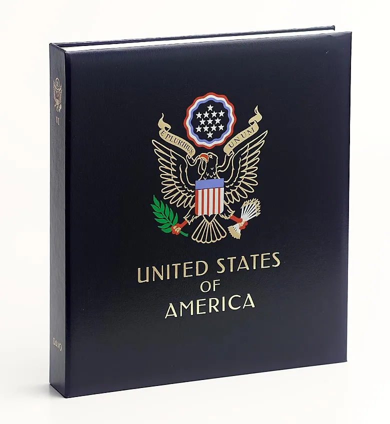 davo-luxe-usa-v-reliure-album-timbres-bleue-avec-coffret image 1