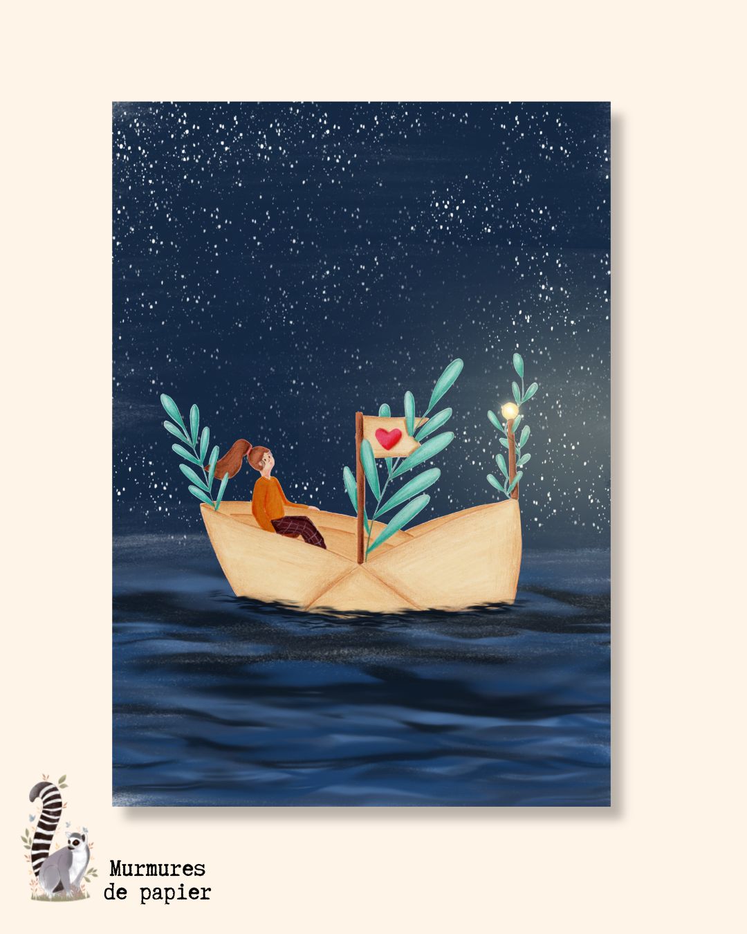 murmures-de-papier-cartes-postales-nuit-enchant-e-carte-double-a6 image 1
